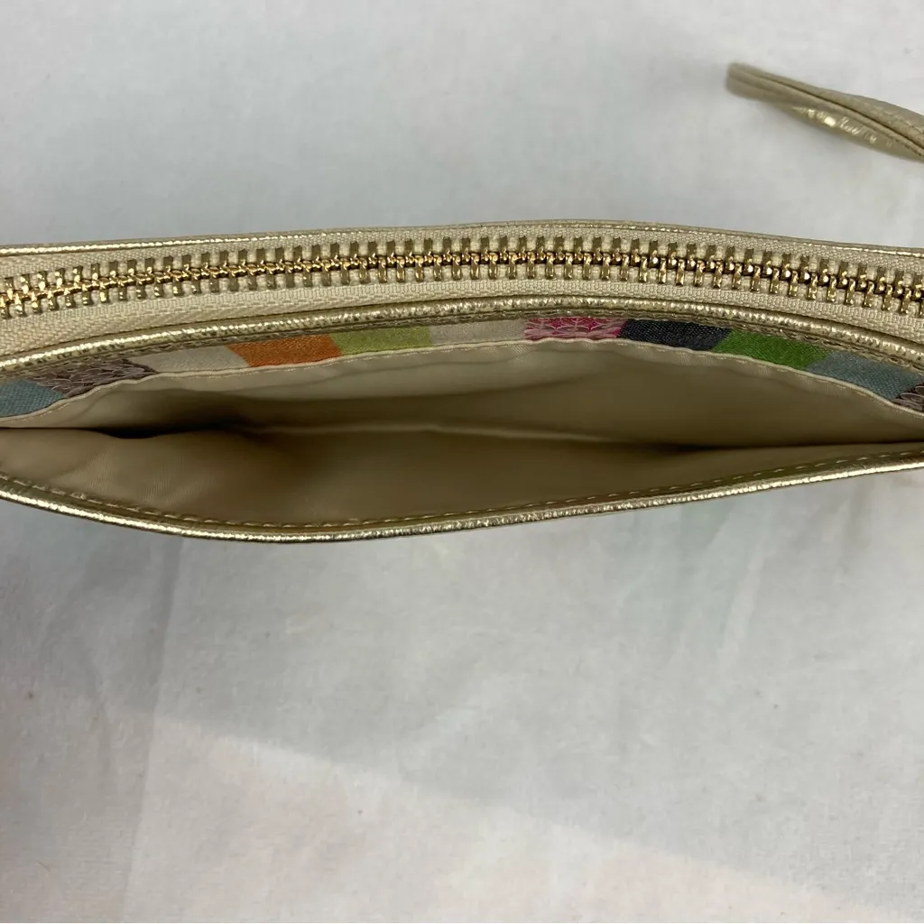 COACH Julia Legacy Colorful Stripe Sequin Wristlet Clutch Wallet Purse Gold Trim - Image 6