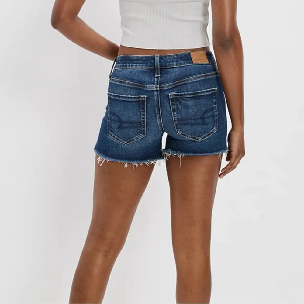 AEO Stretchy Dark-Wash Shorts Size 12 - Image 2