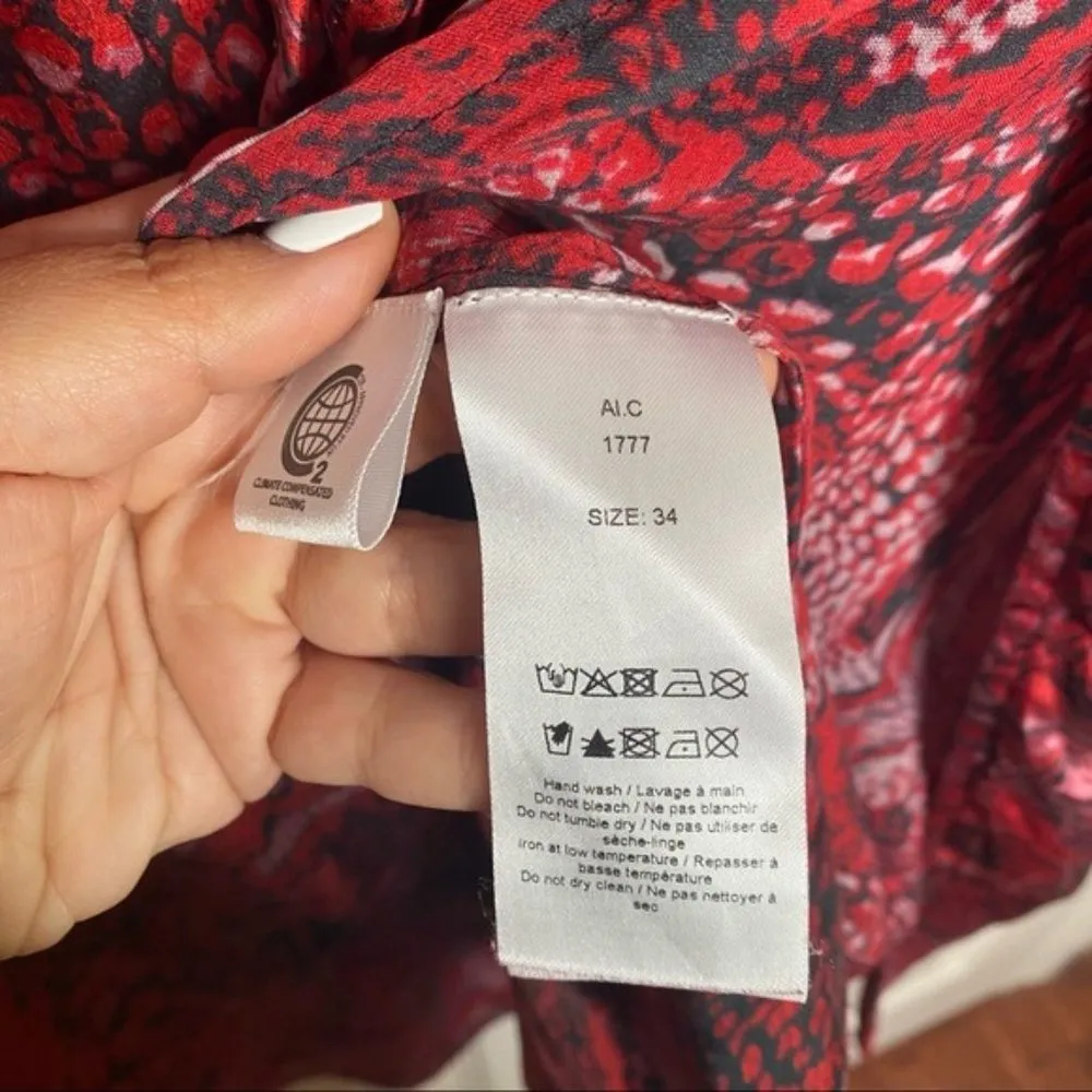 GANNI Printed Satin Long Sleeve Wrap Dress - Image 7