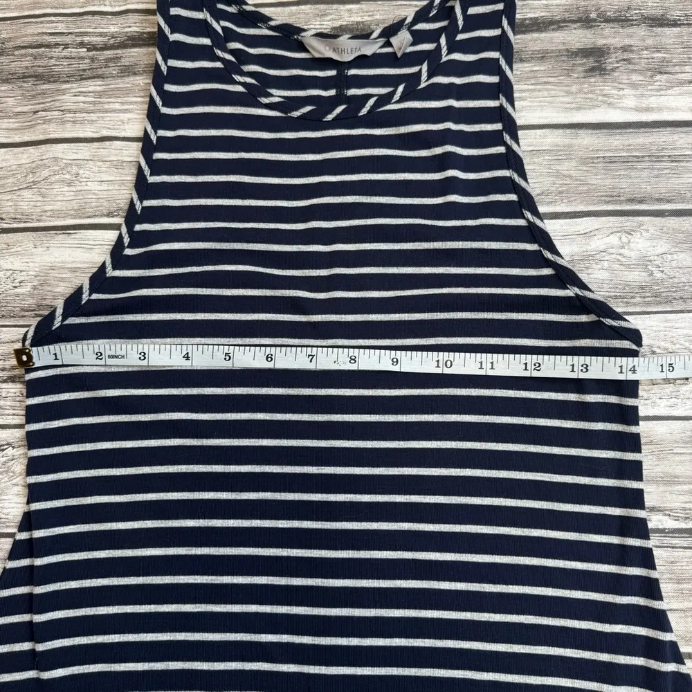 Athleta Women's A Line Tank Dress XS Extra Small Dark Navy Blue Grey Gray Stripe - Image 9