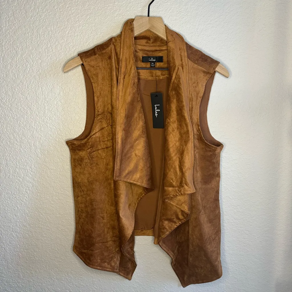 🤎🆕Lulus Tan Brown Camel Suede Vega Vest✨NWT✨ - Image 3