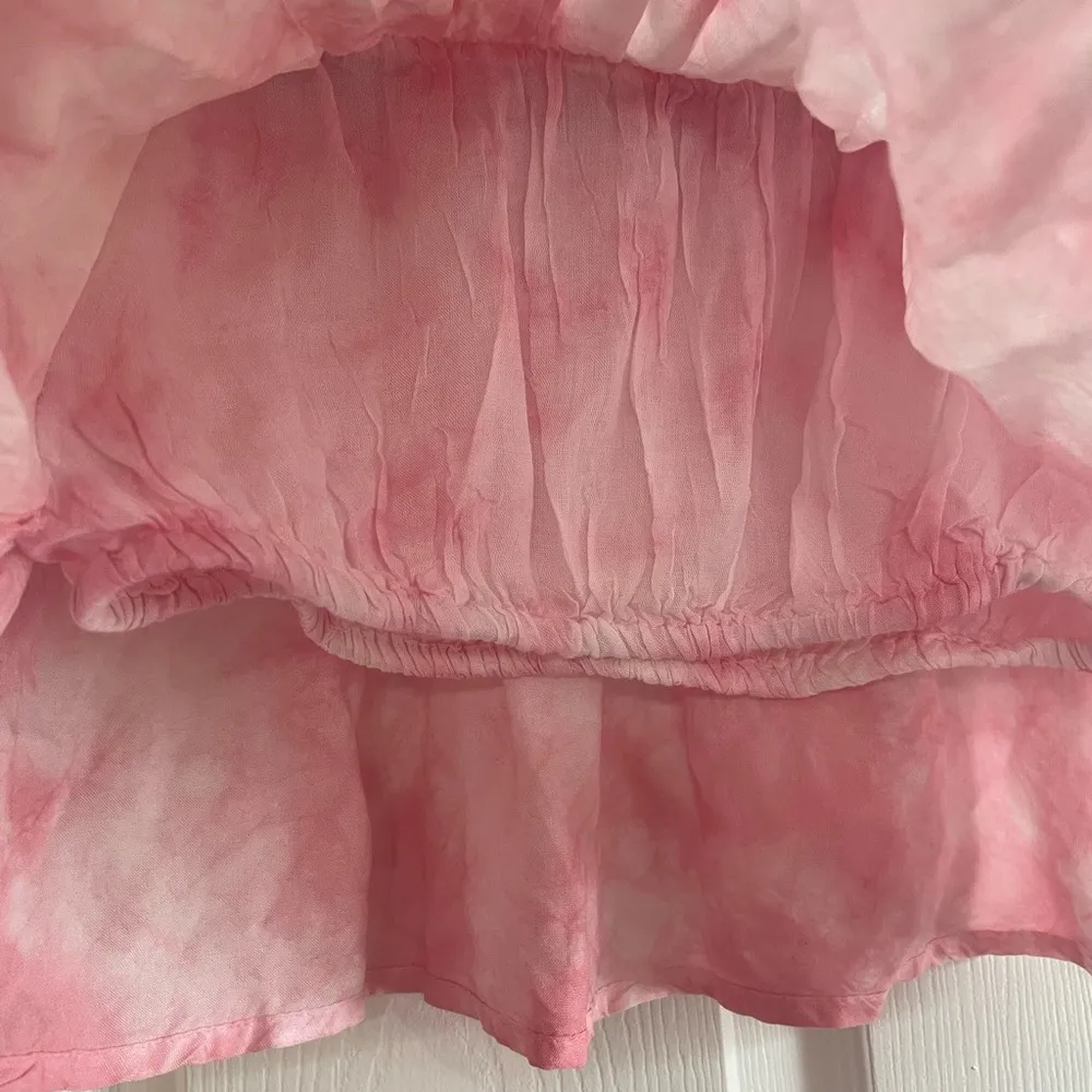 NWT Kiwi & Punch Women's Tie Dye Off Shoulder Crop Top Blush size small Pink - Image 2