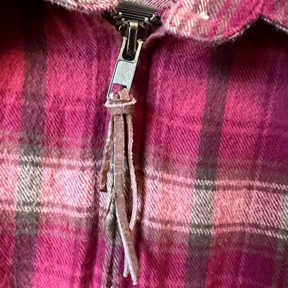 2X Zip Up Plaid Flannel Long Sleeve Shirt - Image 4