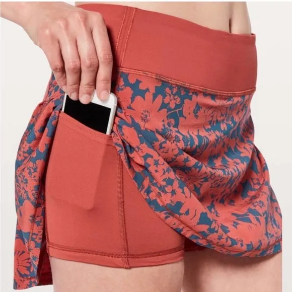 Lululemon Pace Rival Skirt Orange Blue Floral Size 2 - Image 2