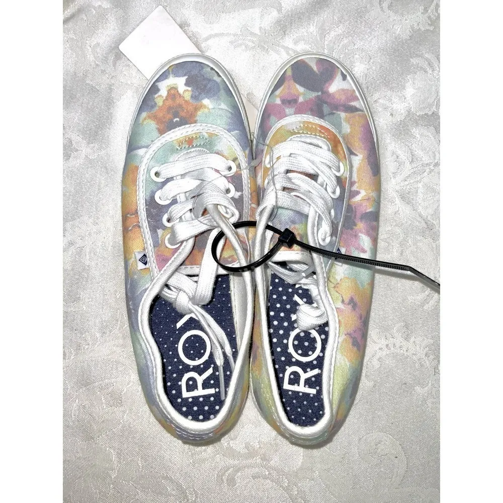ROXY Santa Cruz Pastel Multi Color Canvas Sneakers Spring Summer Vacay Sz 6 - Image 7