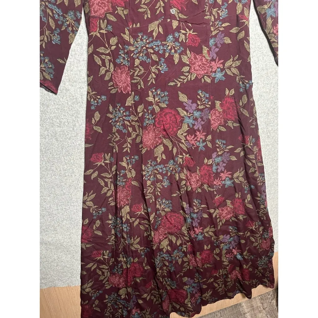 Vintage Eddie Bauer Medium Tall Womens Floral Maxi Dress Cottagecore Grunge - Image 6