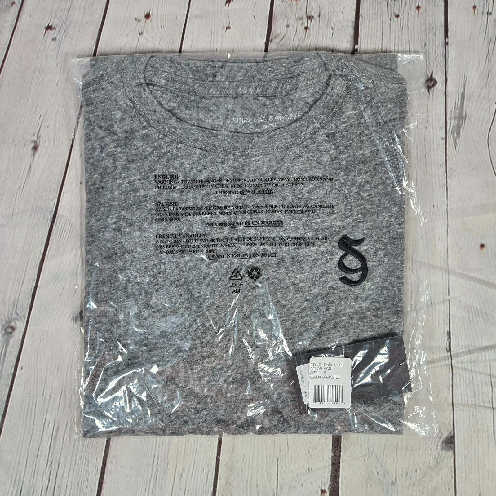 Spiritual Gangster Monogram Short Sleeve Crewneck‎ T-Shirt in Heather Gray S NWT - Image 10