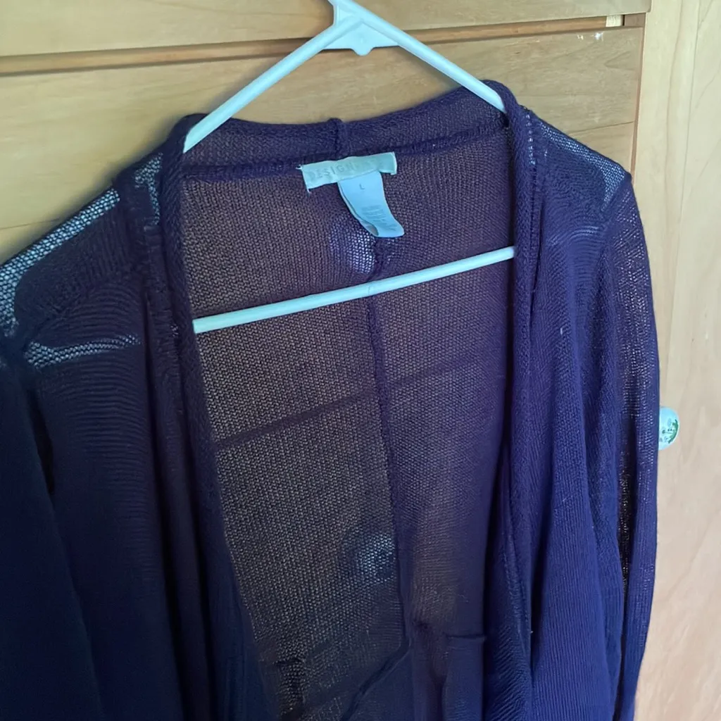 DESIGN HISTORY Long Purple Open Cardigan - Image 2