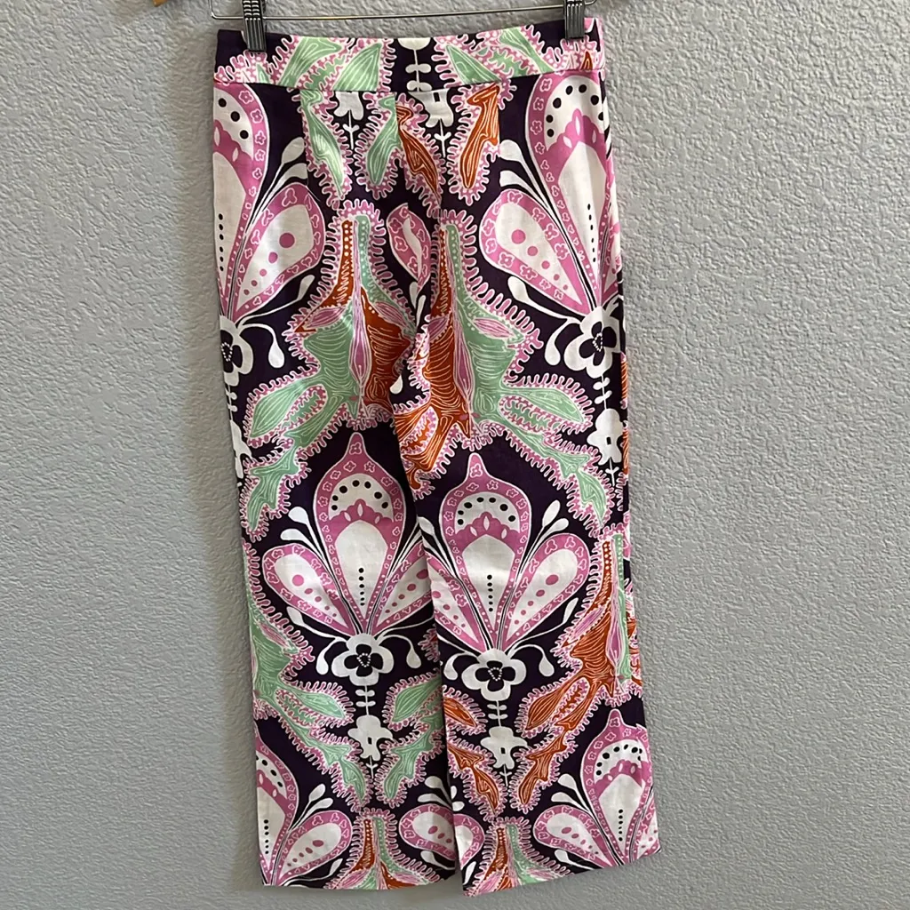 ZARA Linen Blend Floral Wide Leg Pants Size XS - Image 7