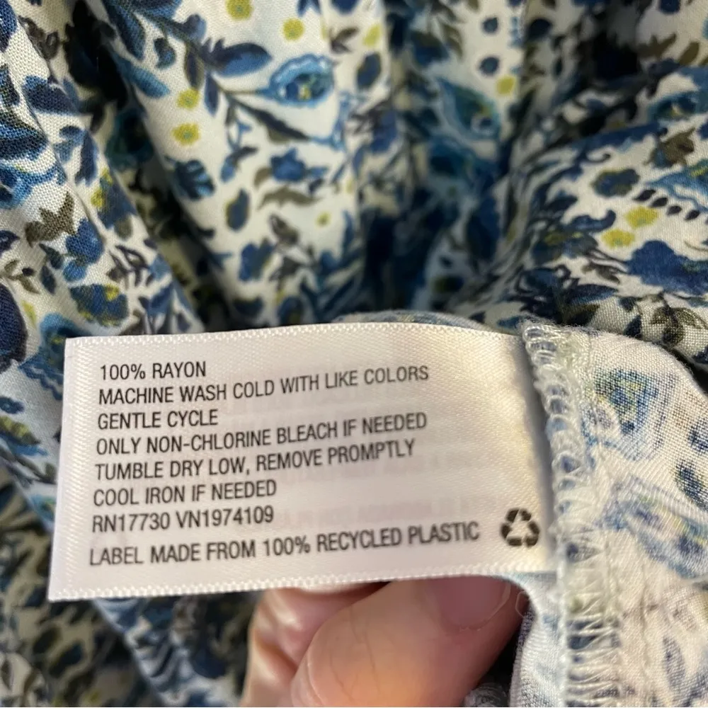 Wild Fable Blue Micro Floral O Neck Tiered Short Sleeve Mini Summer Dress Small - Image 9
