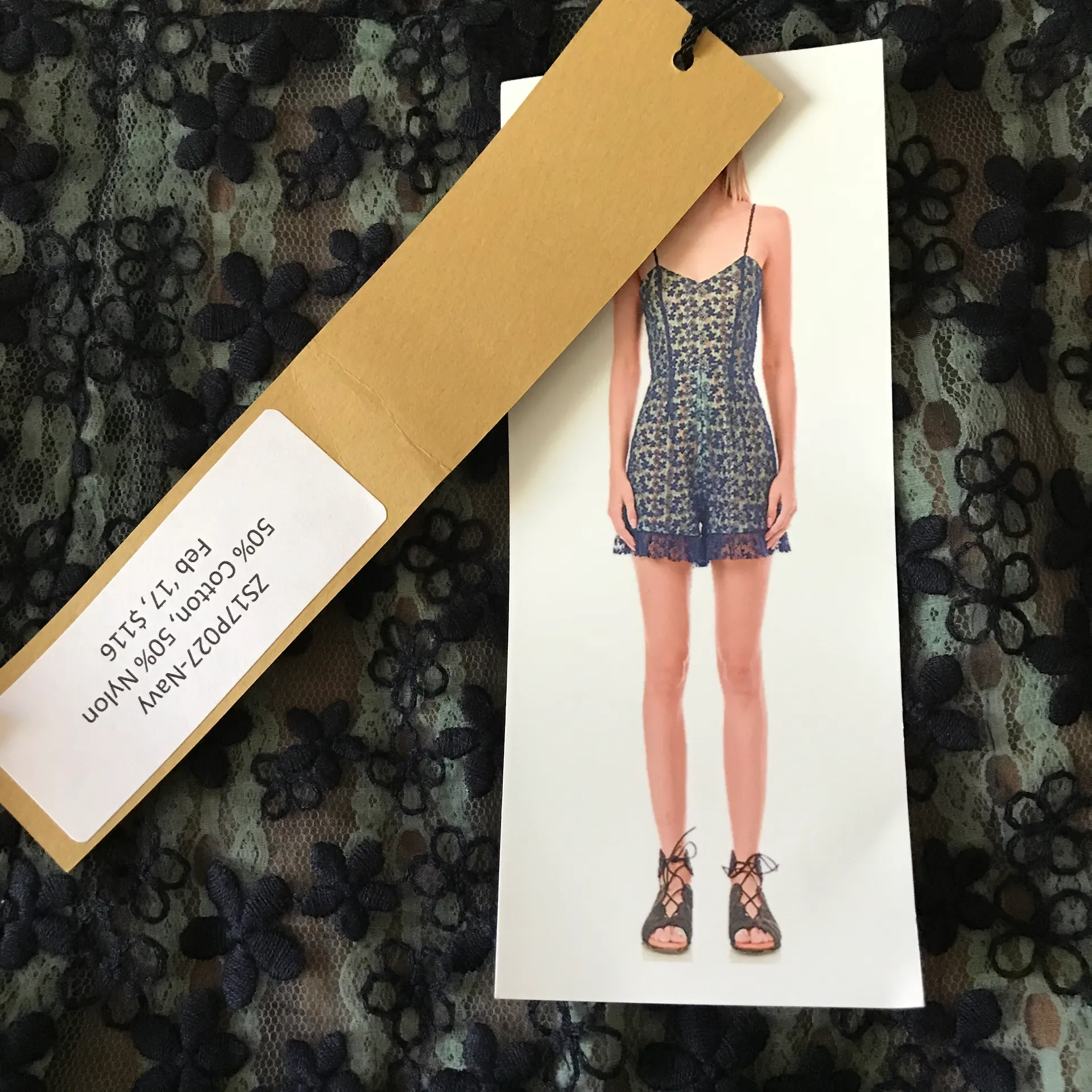 Lace Embroidered Ruffle Open Back Tie Romper Blue - Image 5