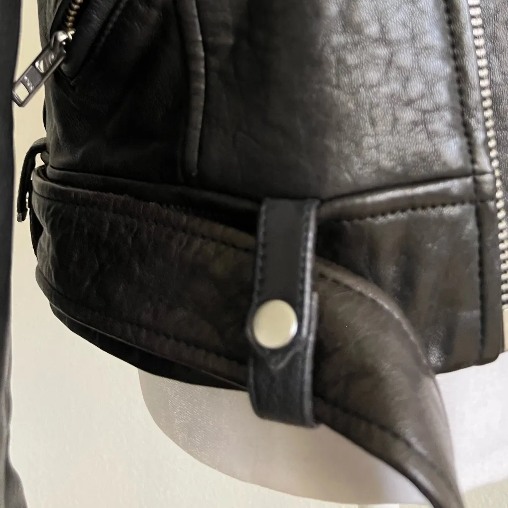 IRO Black Leather with dark navy accentMoto Jacket scotsdal - Image 14