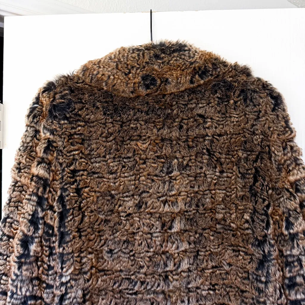 Vintage Rex Rabbit Fur Short Jacket Brown Pattern Medium EUC - Image 8