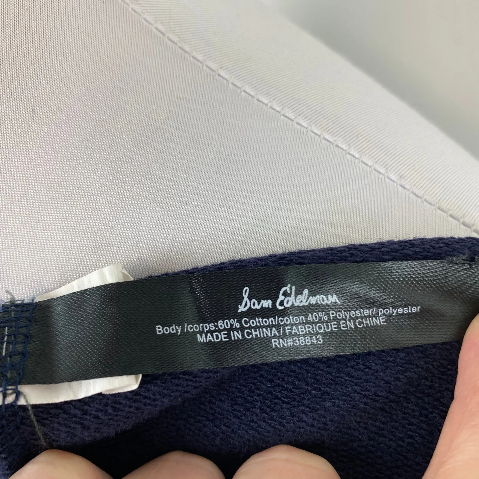 Sam Edelman Navy Distressed  Ripped Boatneck Long Sleeve Sweatshirt Medium - Image 7