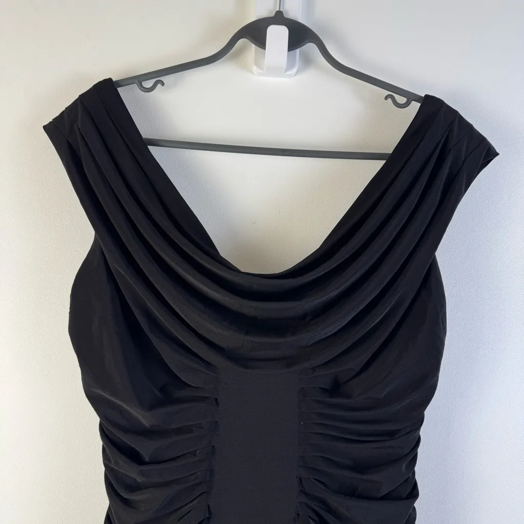 Tadashi Collection / Tadashi Shoji Black Formal Evening Gown Size M Ruched - Image 2