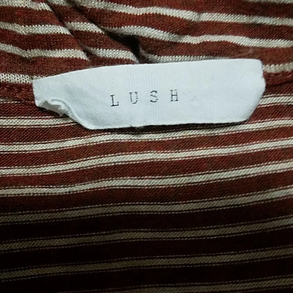 Lush Brown & White Striped Cold Shoulder Top (M) - Image 5