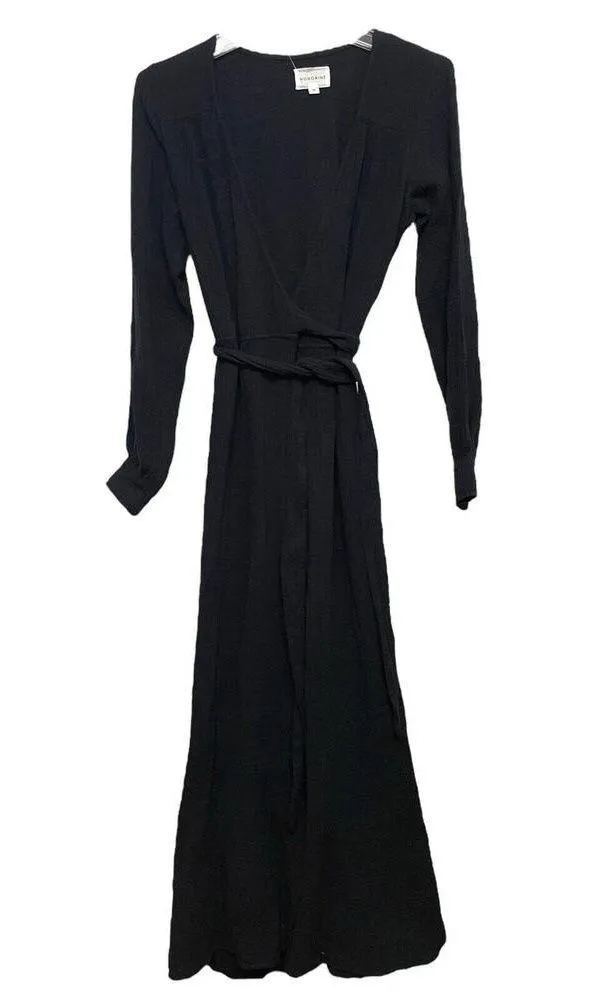 NWT Honorine Johanna Maxi Wrap Dress Size XS Black Cotton Gauze Long Sleeve READ - Image 2