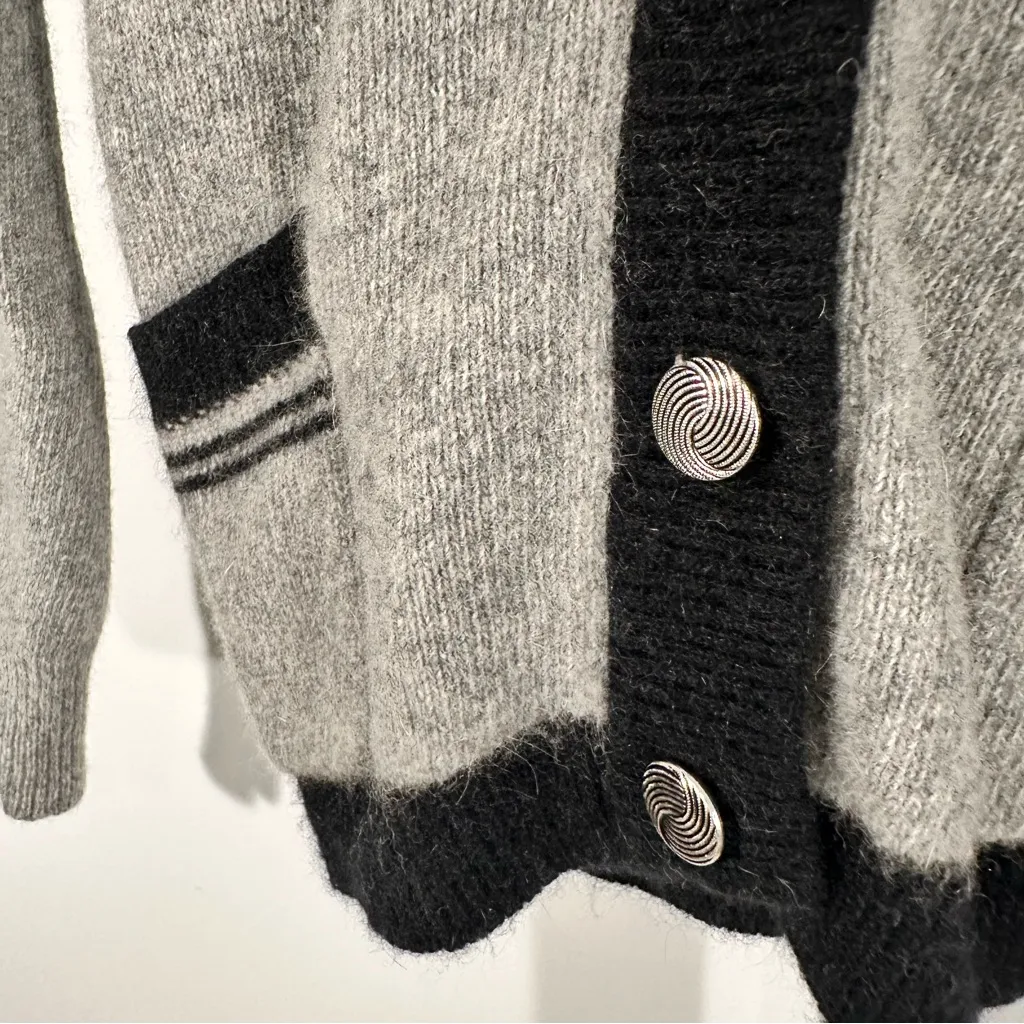 80’s angora Peter B’s General Store Vintage Gray Wool Cardigan Made in Hong Kong Black - Image 5