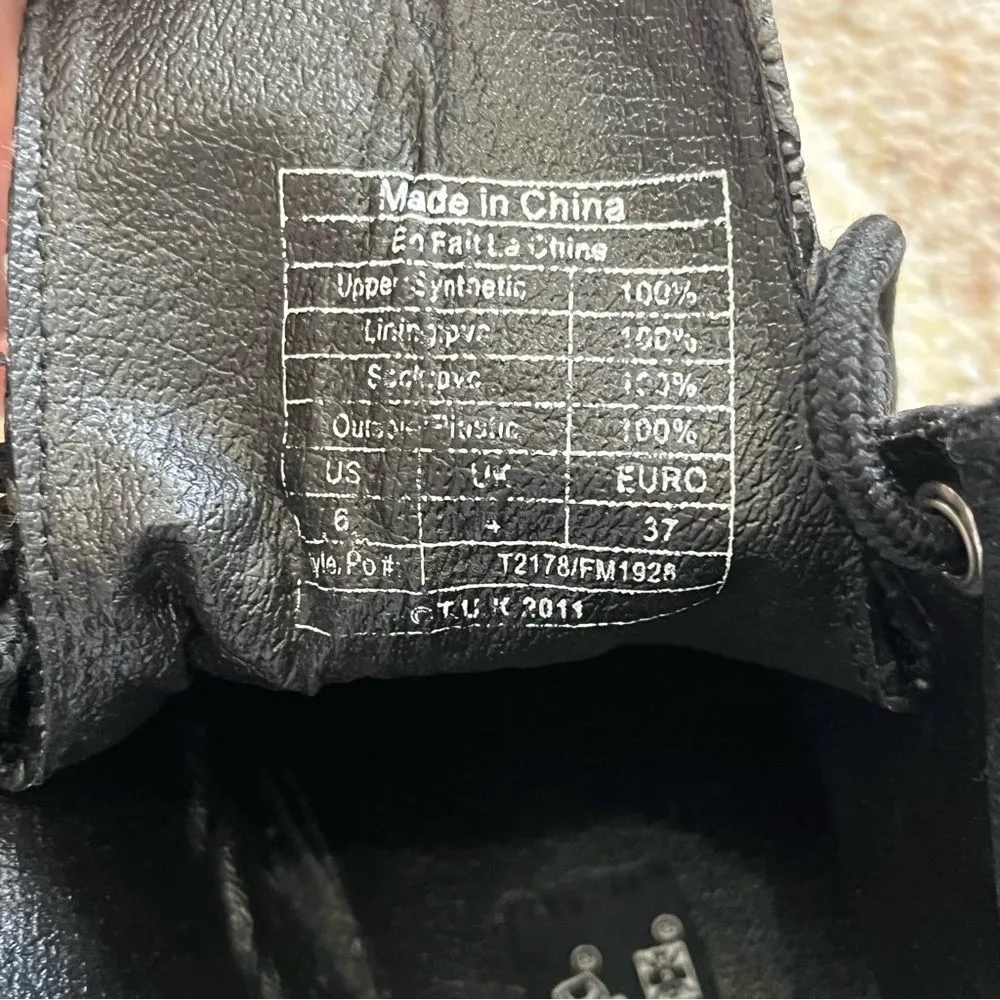 TUK Anarchic Black Doily Print 7 Eye Lace Up Combat Style Boots Size 6 - Image 10