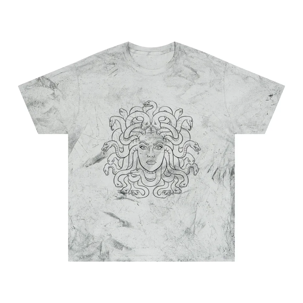 Handmade Black Bleach Tee w/ Medusa Design Size L Grunge Graphic - Image 2