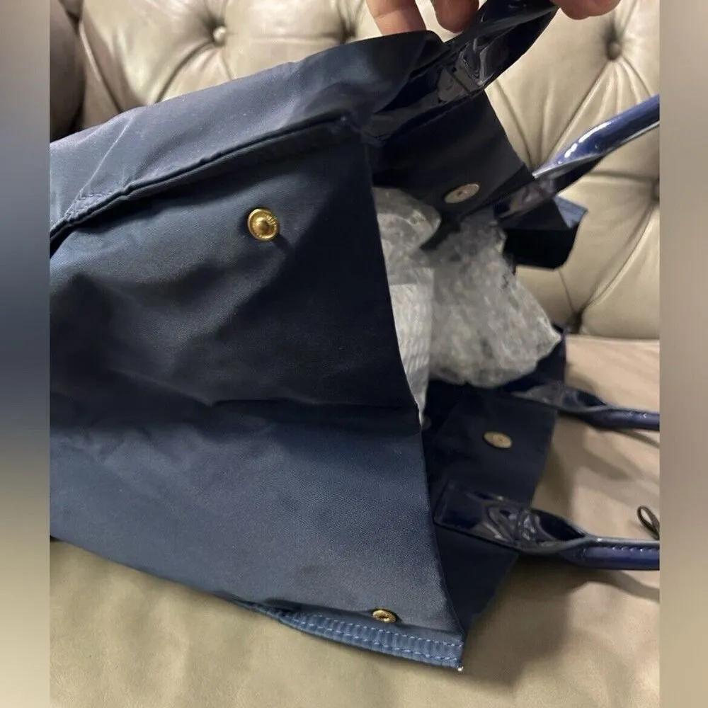 Tory Burch Large Navy Blue Ella Tote Bag nylon patent - Image 5
