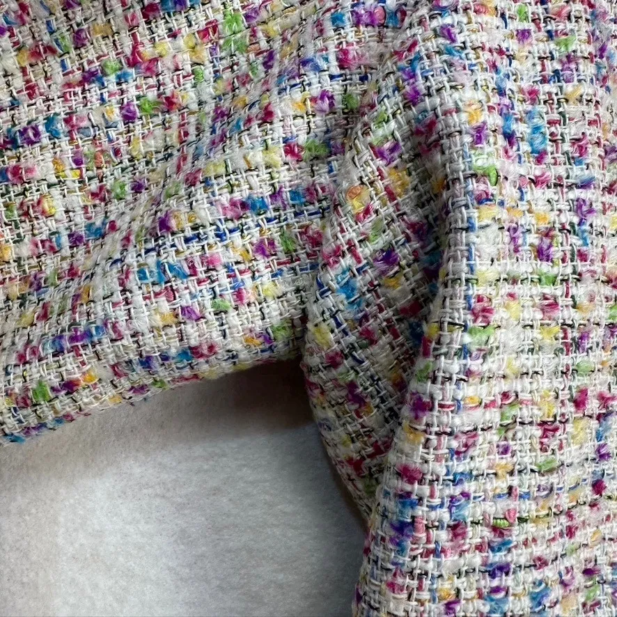 Lane‎ Bryant Women's Tweed Blazer Jacket Pink Purple Size 28 Floral Brooch New - Image 6