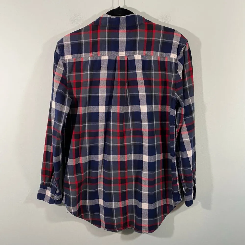 Equipment Women’s Red White and Grey Plaid Button Up Flannel Shirt Size S - Image 8