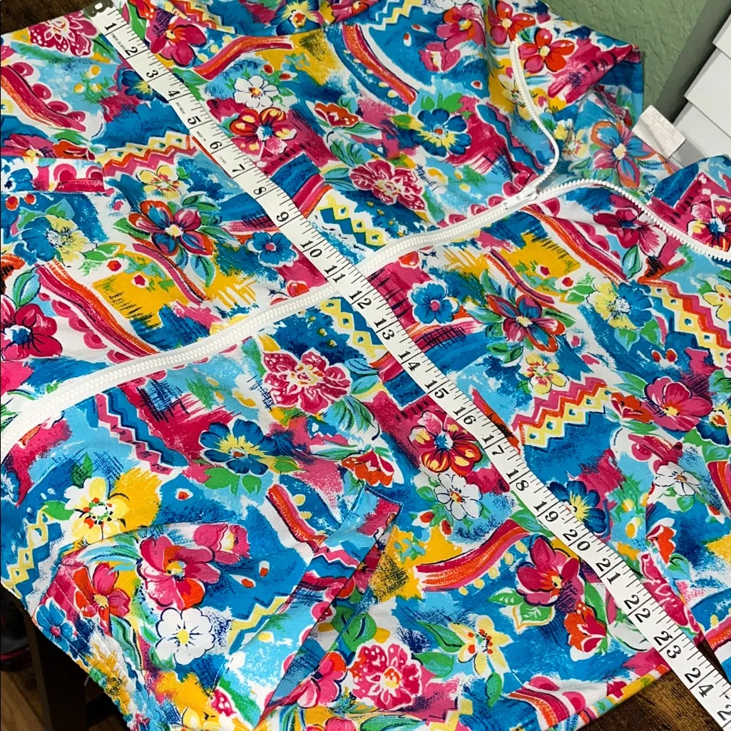 Vintage Tropical Floral Zip Up Jacket Red Size M - Image 5