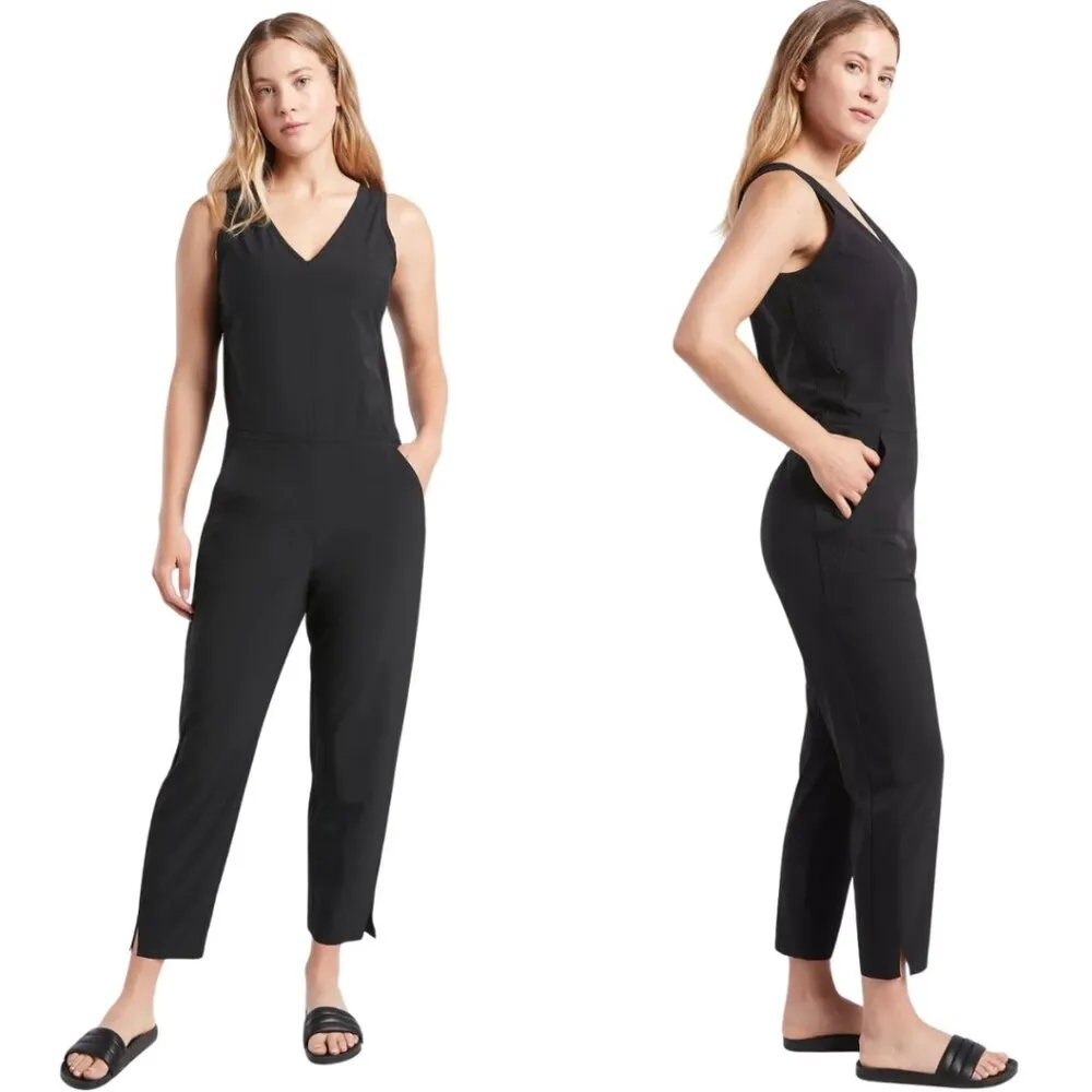 Athleta Brooklyn Jumpsuit Women's 26 Black Active Workout Athleisure Travel NWOT - Image 3