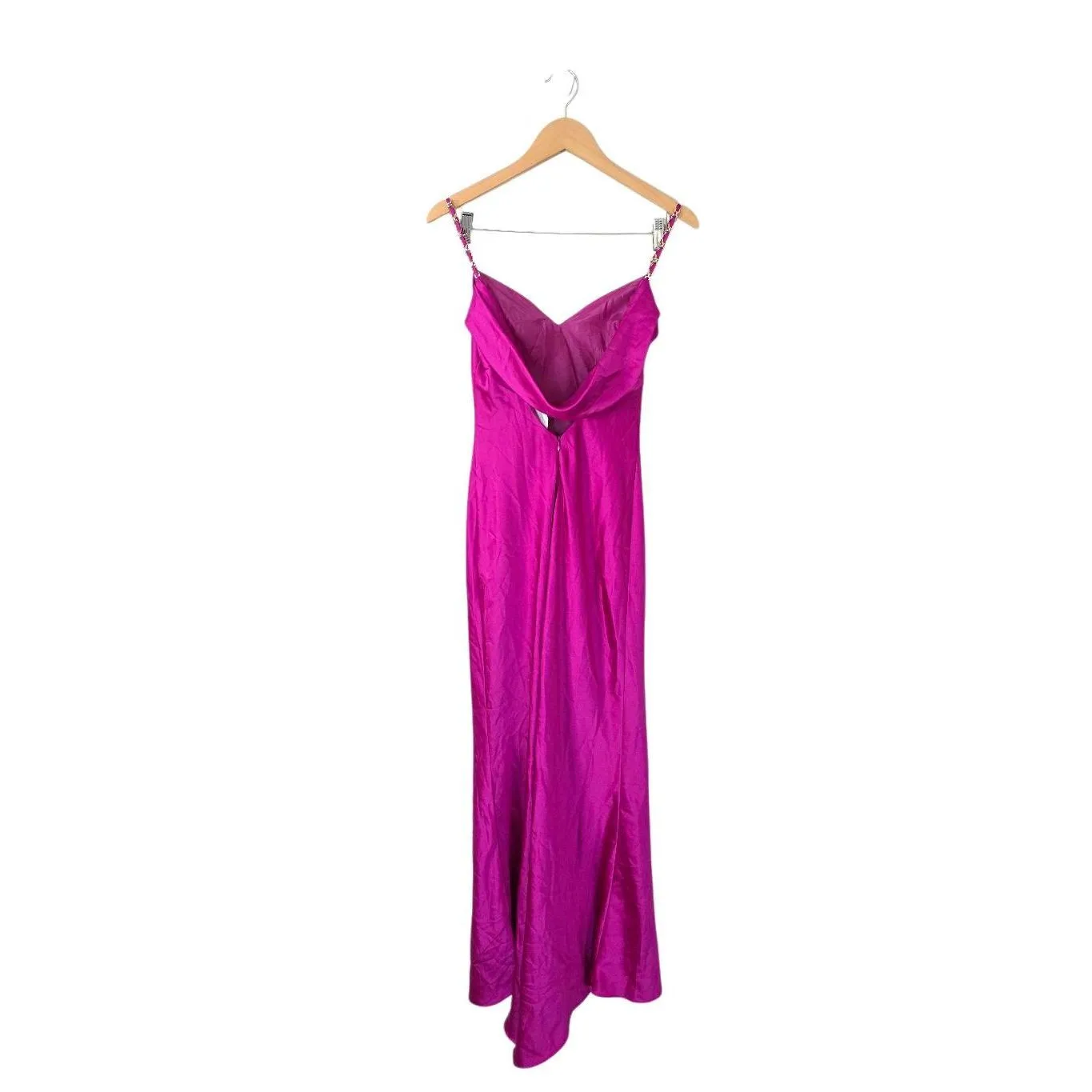 Aqua Formal Satin Cowl Open Back Gown Size 0 Magenta NEW - Image 3