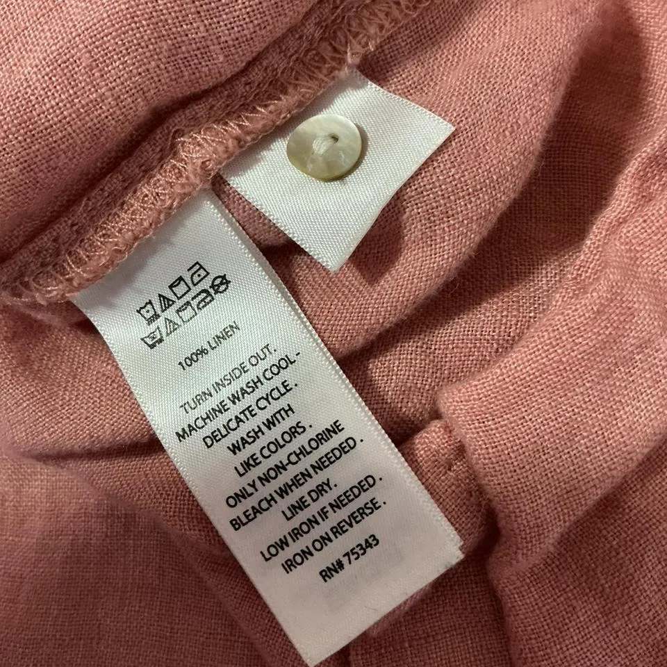 Cynthia‎ Rowley Linen Blend Pintuck V Neck 3/4 Sleeve Top Coastal Sustainable - Image 5