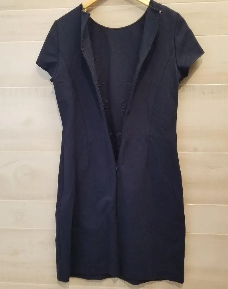 {6} Brooks Brothers Embroidered Floral Shift Dress Deep Navy - Image 3