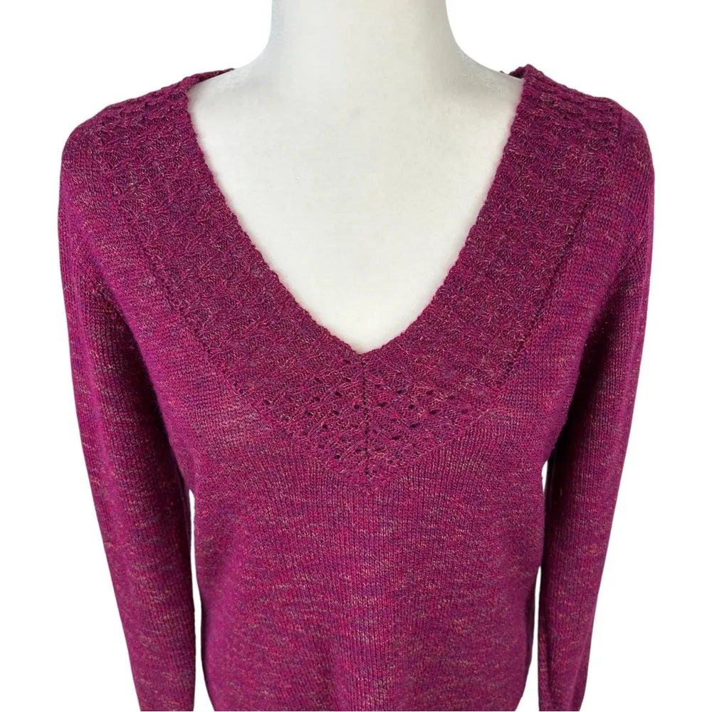 Laura Scott Fuchsia Pink V-Neck Pullover Sweater Size Large - Image 4
