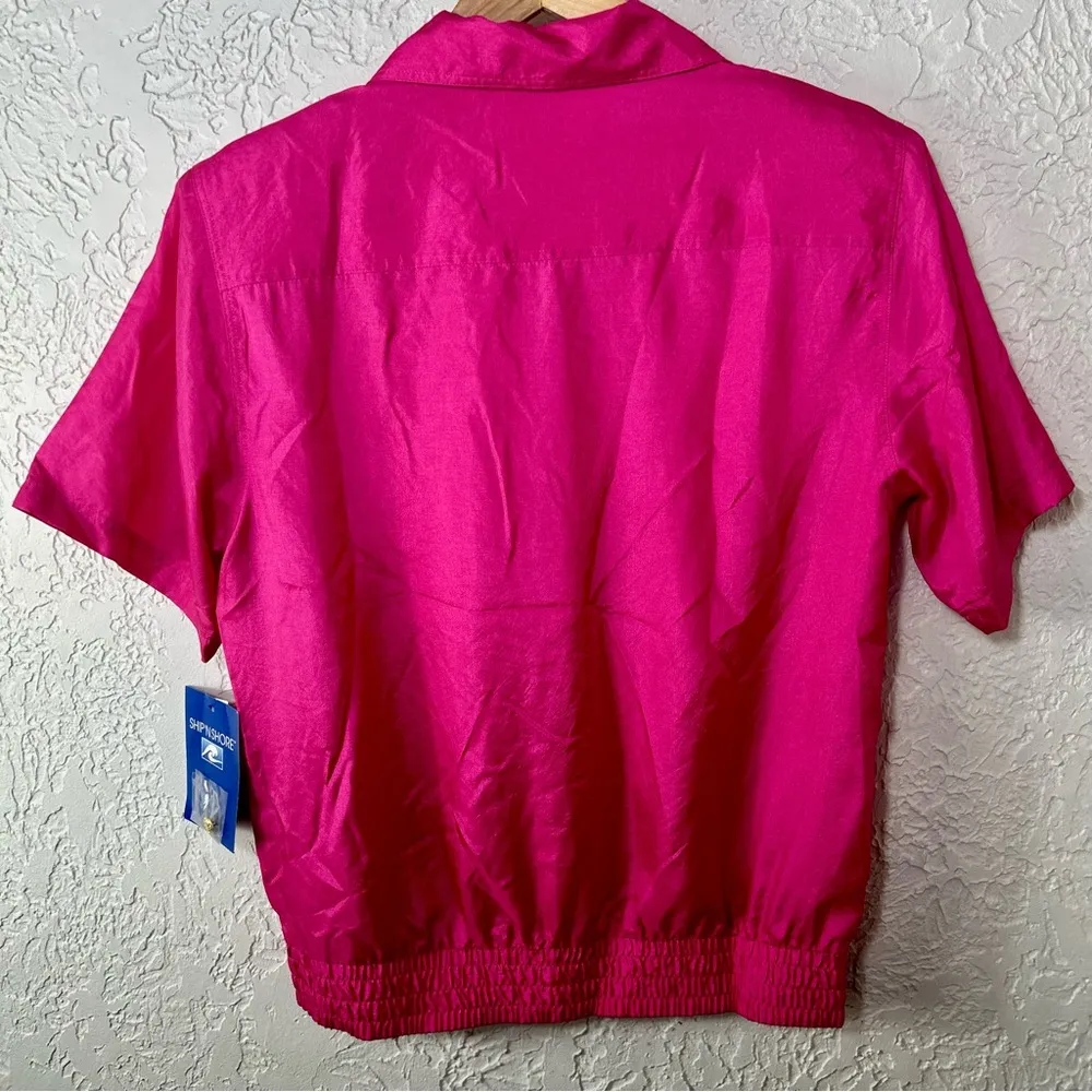 Ship ‘n Shore VTG Pink Gold Button Short Sleeve Blouse DEADSTOCK NWT Size 8 - Image 4