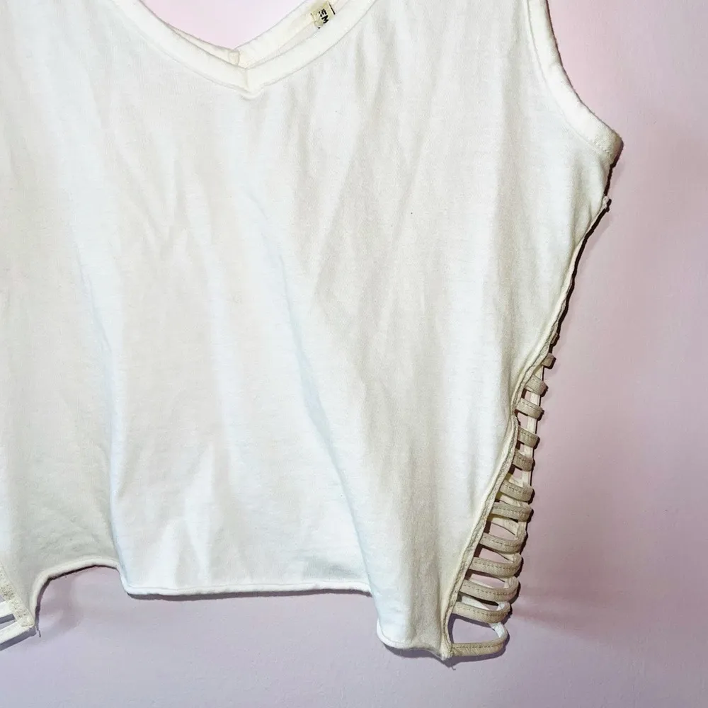 White Caged Side Cotton Tank Top - Image 5