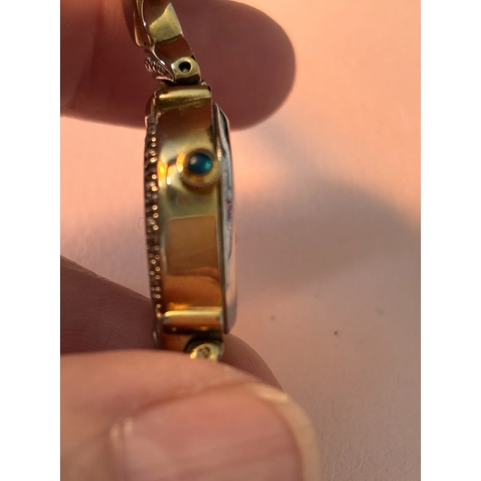 Tres XOXO Genuine Diamond Ladies Vintage Wristwatch Bracelet Mother Pearl WORKS! - Image 5