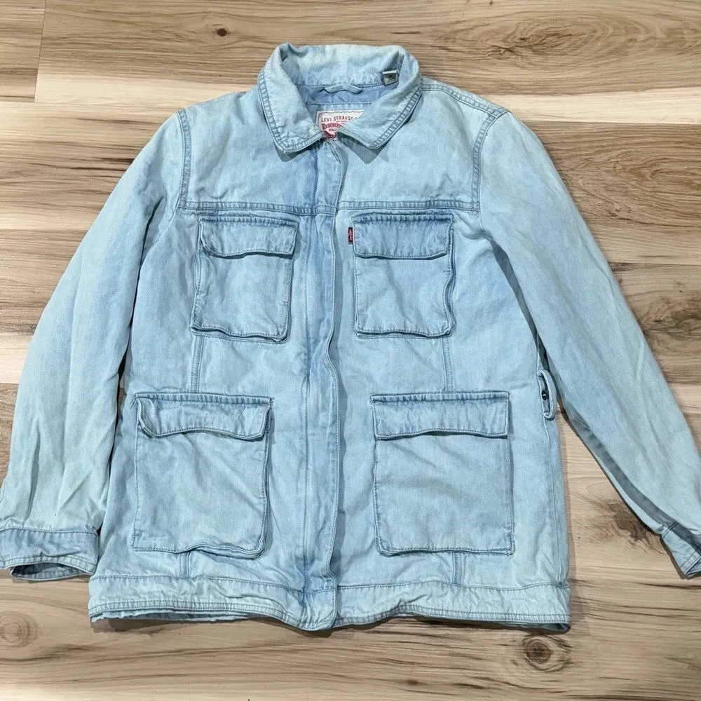 Levi Strauss Blue Jean Lined Pocket Jacket Women’s Medium - Image 2