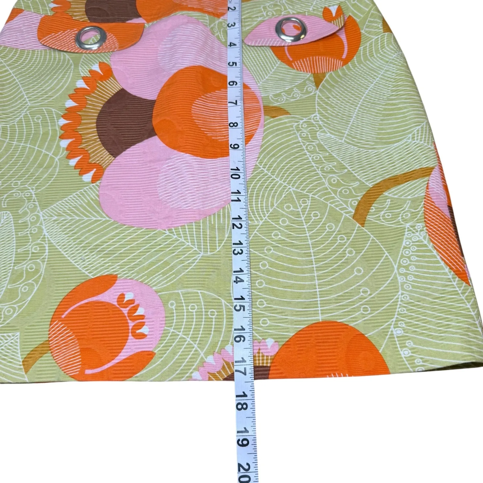 Beth Bowley Floral Print Cotton Skirt‎ Mini Skirt Size 4 Retro Mod Green - Image 5