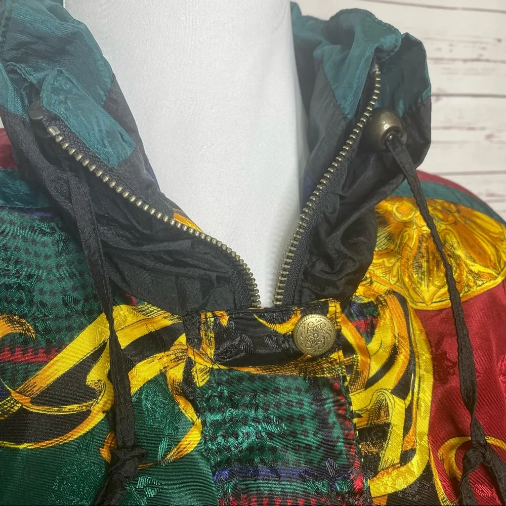 VINTAGE 80’s Ornate Baroque Windbreaker Women Petite Large River Edge Sport - Image 6
