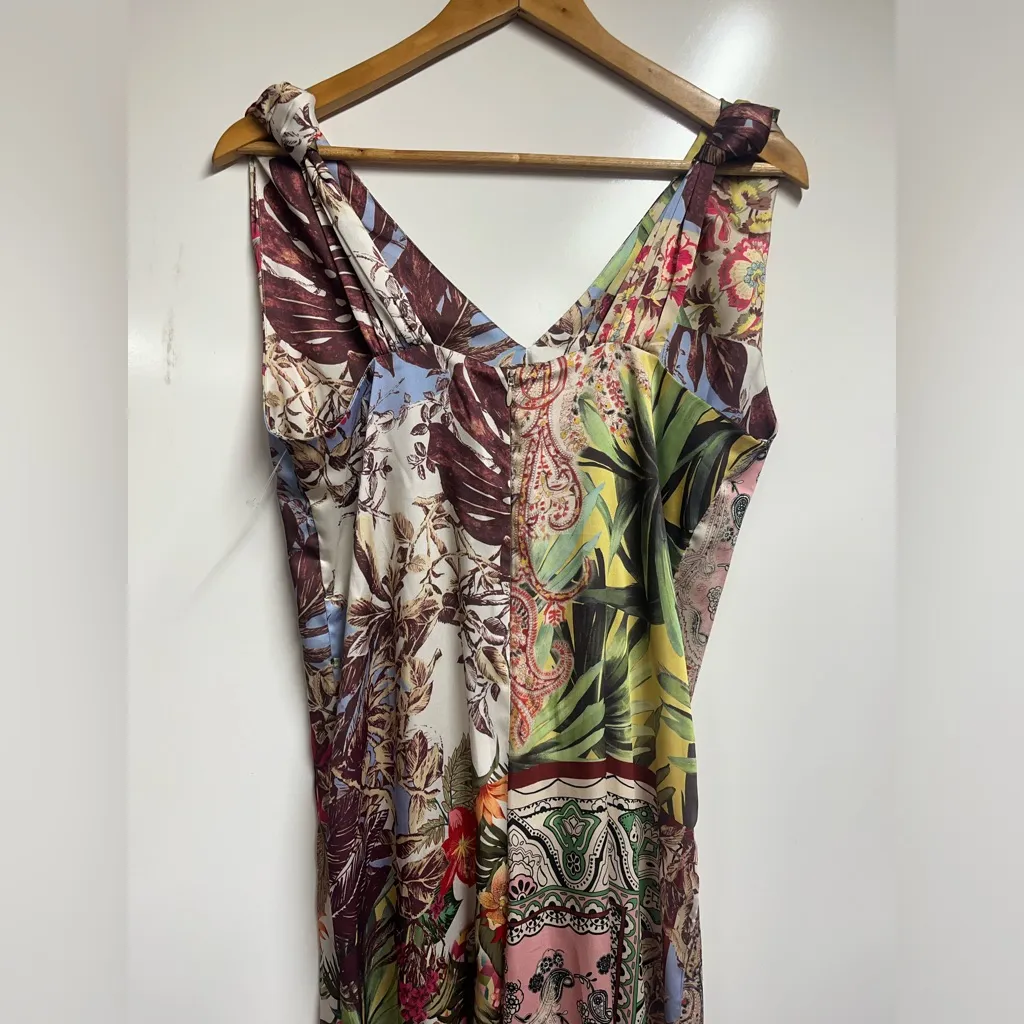 Zara floral wide leg colorful sleeveless jumpsuit size medium women’s - Image 4