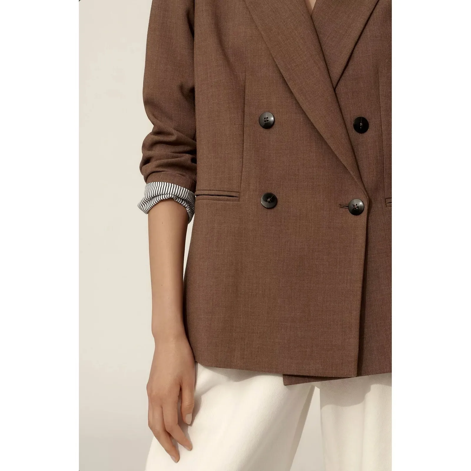 Anthropologie Maeve Oversized Blazer Jacket Size Small Double Breasted Brown - Image 2