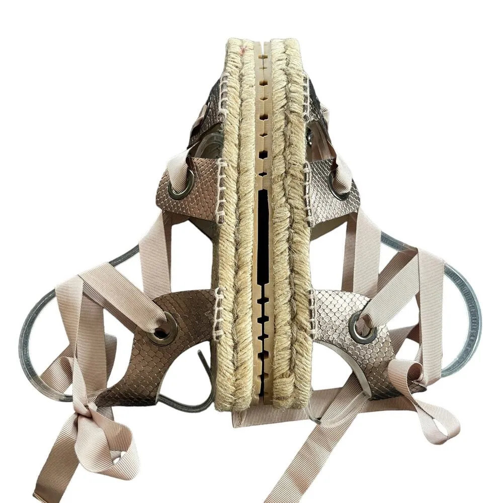 Donald Pliner Esther Leather Espadrille Sandal 10 Copper Metallic Snake - Image 7