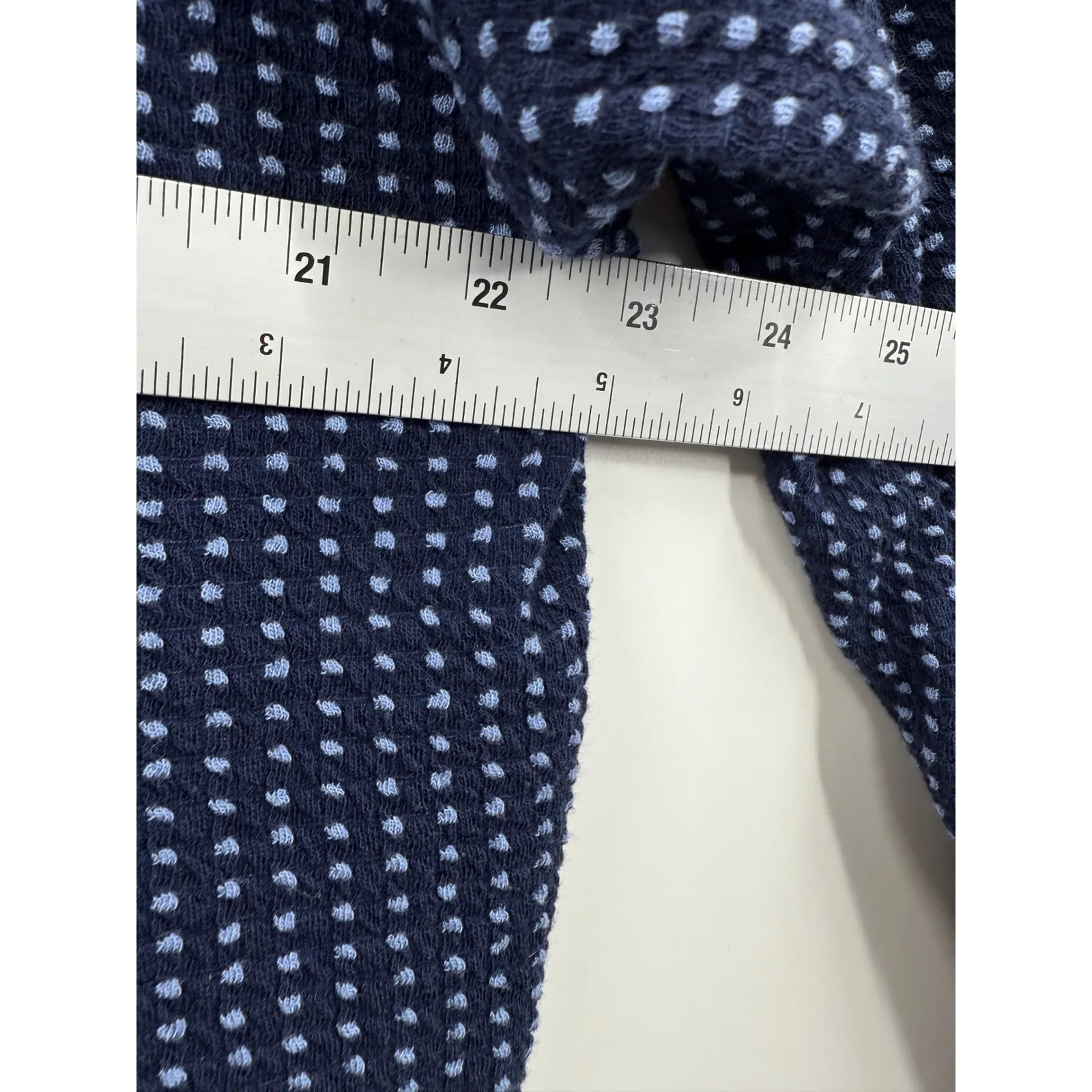 Marine Layer Daisy Textured Navy Blue Dotted Raglan Pullover Sweater L - Image 7