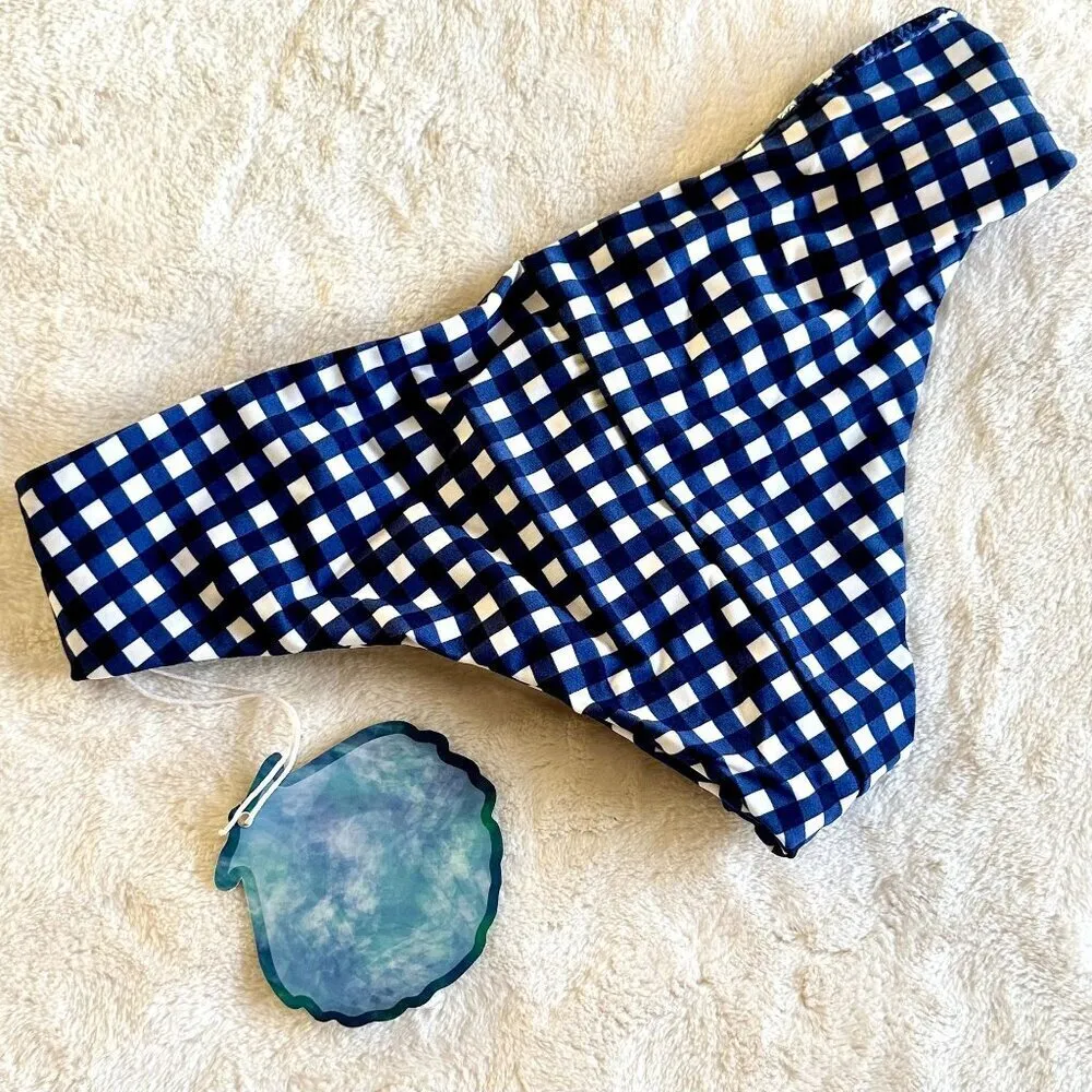 NWT Show Me Your Mumu Mermaid Blue White Checkered Swim Bottom - Size: XS - Image 3