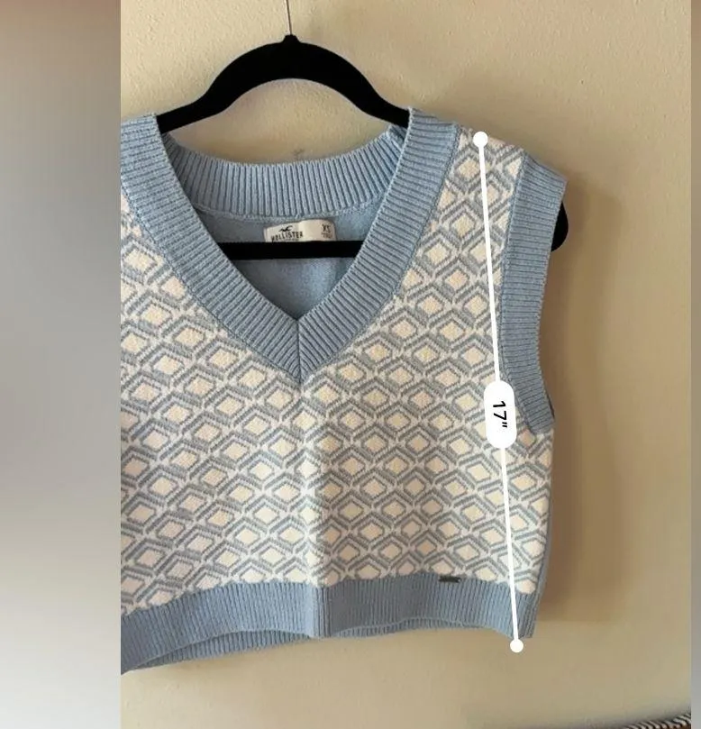 Hollister California Blue And White Sweater V-Neck Vest XS NWOT - Image 8
