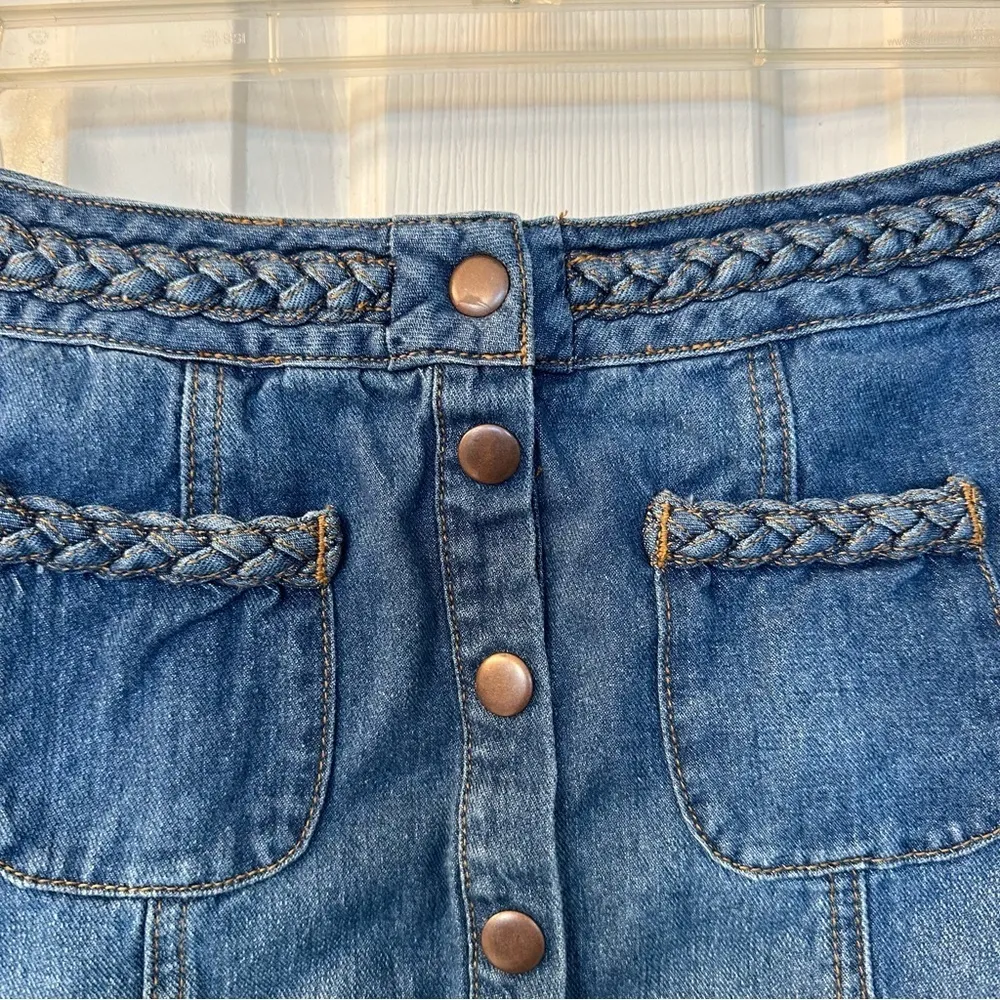 Womens Kendall + Kylie Mini Denim Skirt Size 25 Braided Waist Embellish Jean - Image 2