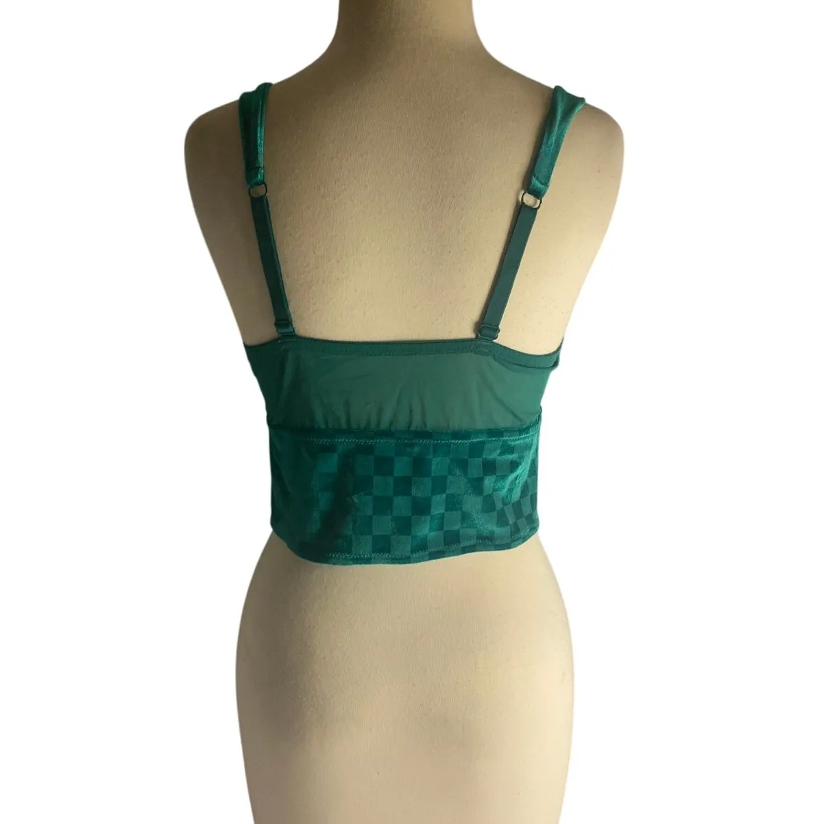 Colsie Green Checkerboard Crop Tank Top Large Y2K Streetwear - Image 5