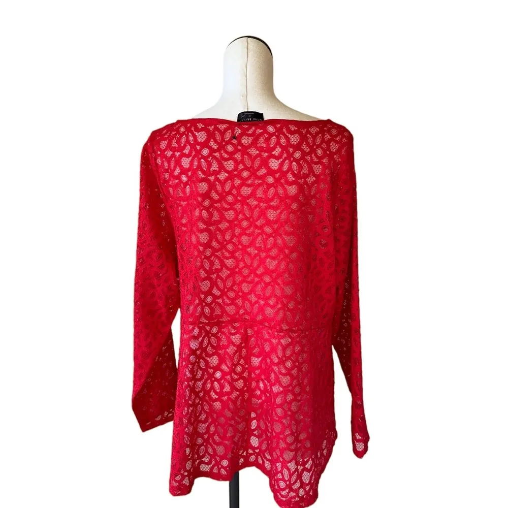 NWOT LANE BRYANT Classic Boatneck Peplum Sheer Lace Top - Image 6