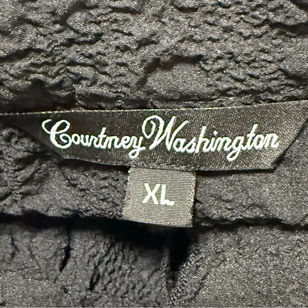 Courtney Washington Black Textured Crinkle Jacket Topper Size XL Made in USA - Image 5