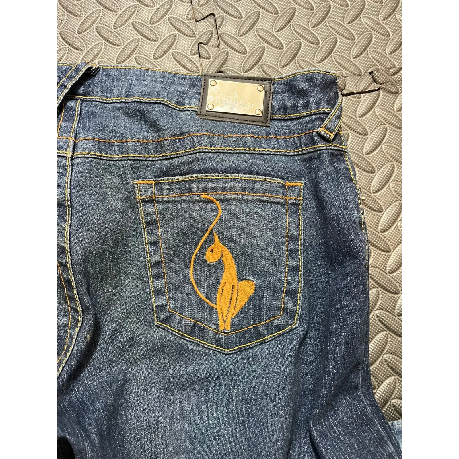 Vintage Y2K Women's Baby Phat Acid Wash Bleach Bottom Cuff Jeans Wide Leg 13 - Image 6